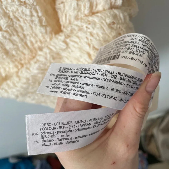 Zara  V-neck Lace Bodycon Mini Dress Off White Cream Size Medium - Picture 8 of 8